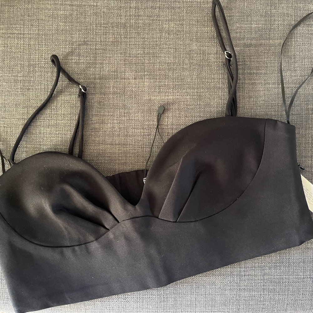 Zara Black Boustier Style Crop